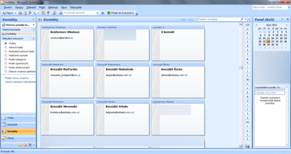 Naimportované kontakty v MS Outlook