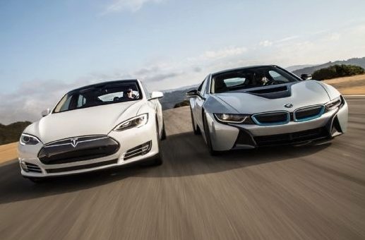 tesla model S bmw i8