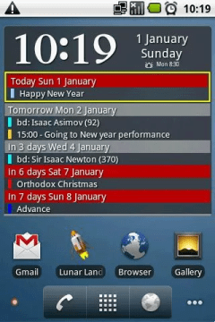 Widget hodin a událostí