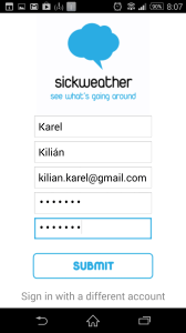 Registrace do Sickweather