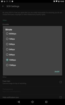 Nastavení Bitrate