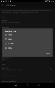 Nastavení Sampling rate