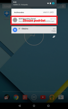  Dlouhým stiskem položky oznámení odhalíte...