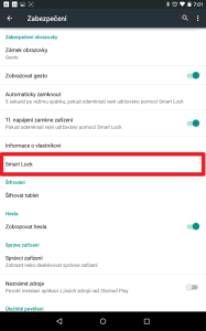 Funkce Smart Lock