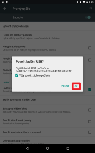 Povolte Ladění USB