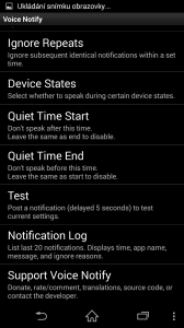 Uživatelské rozhraní Voice Notify