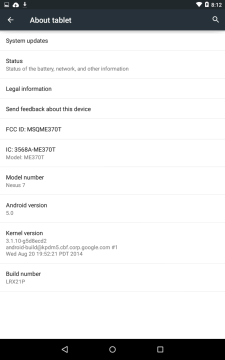 Android 5.0 na tabletu Nexus 7