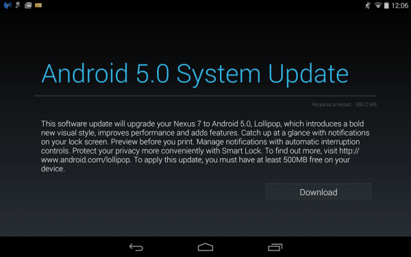 Vychází aktualizace na Android 5.0 Lollipop pro telefony a tablety Nexus