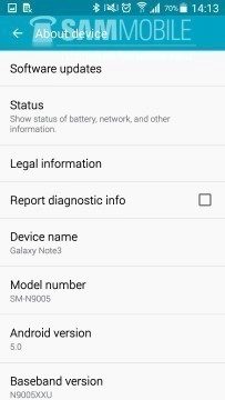 Samsung Galaxy Note 3 Android 5.0 Lollipop TouchWiz