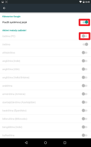 Zapněte volbu čeština (PC)