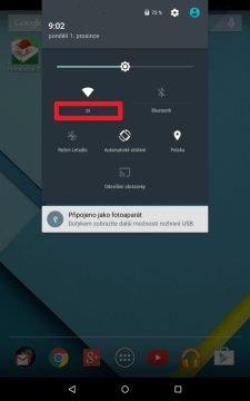 Do nastavení Wi-Fi se dostanete klepnutím na text pod ikonou