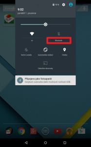 Do nastavení Bluetooth se dostanete klepnutím na text pod ikonou