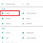 Vstupte do sekce Displej