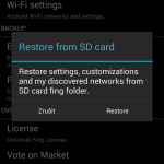 Obnova nastavení z karty