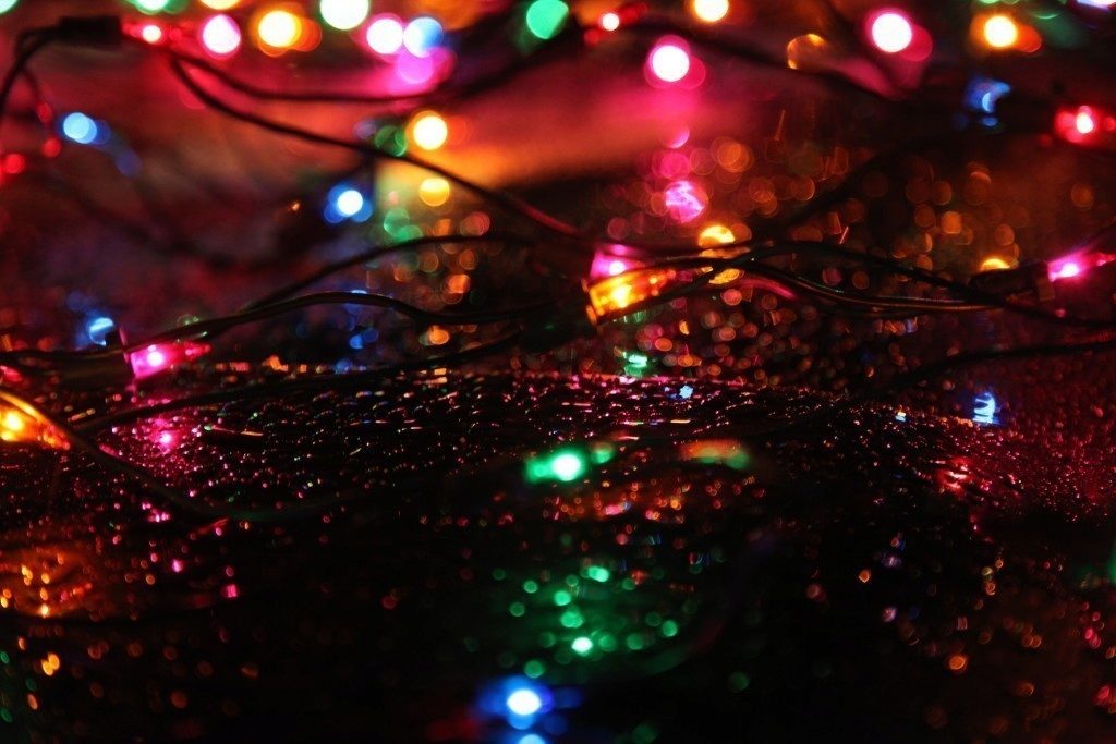 Christmas lights rain
