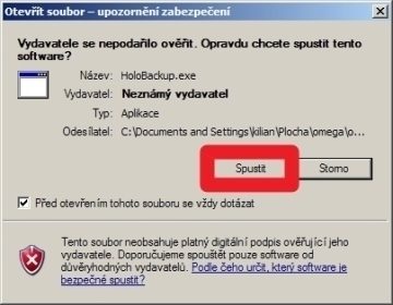 Spusťte soubor HoloBackup.exe