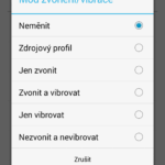 Mód zvonění/vibrace