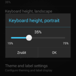Výška klávesnice v režimu zobrazení na výšku