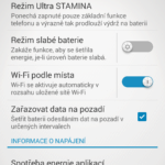 V nastavení systému zjistíte informace o spotřebě baterie