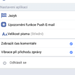 Možnosti nastavení aplikace Facebook Lite