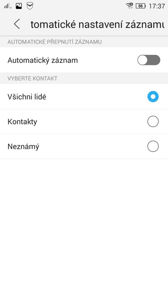 Lenovo S90 - automatický záznam Lenovo S90 - automatický záznam