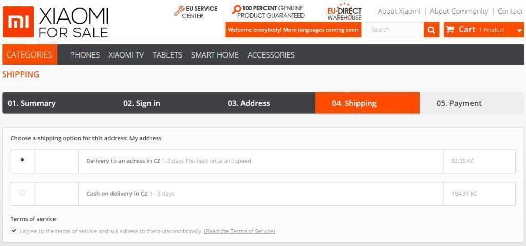 xiaomiforsale objednávka dodání