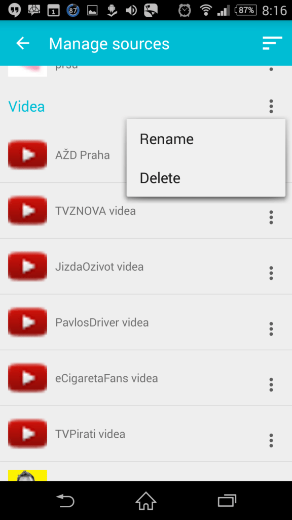 Správa kategorií