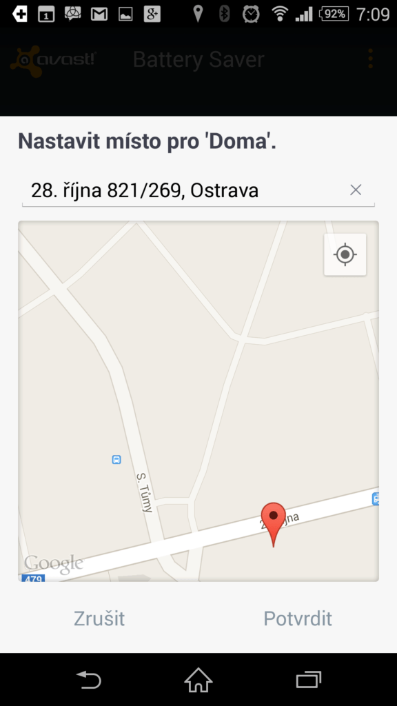 Nastavení polohy domova