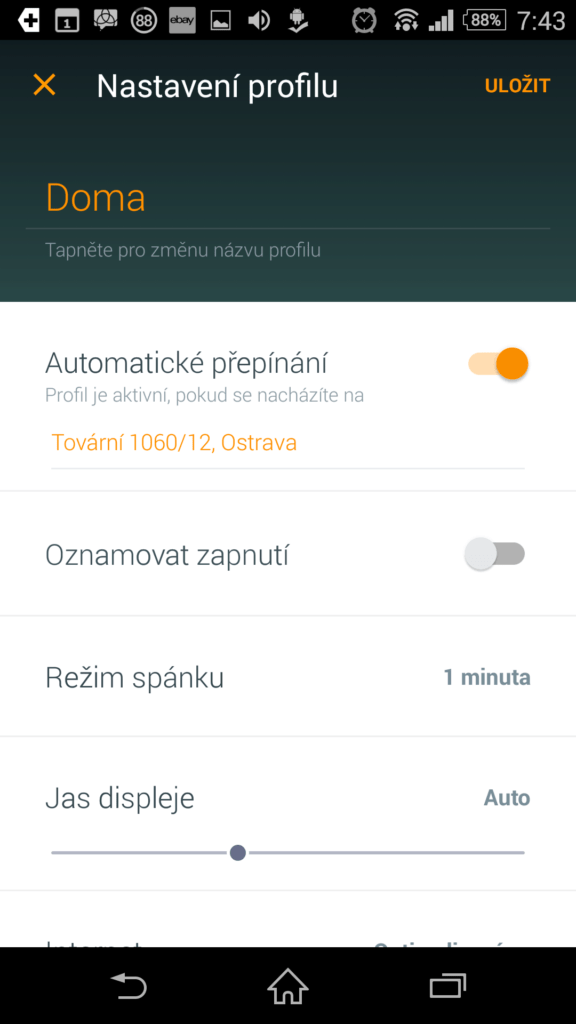 Možnosti profilu vázaného na místo