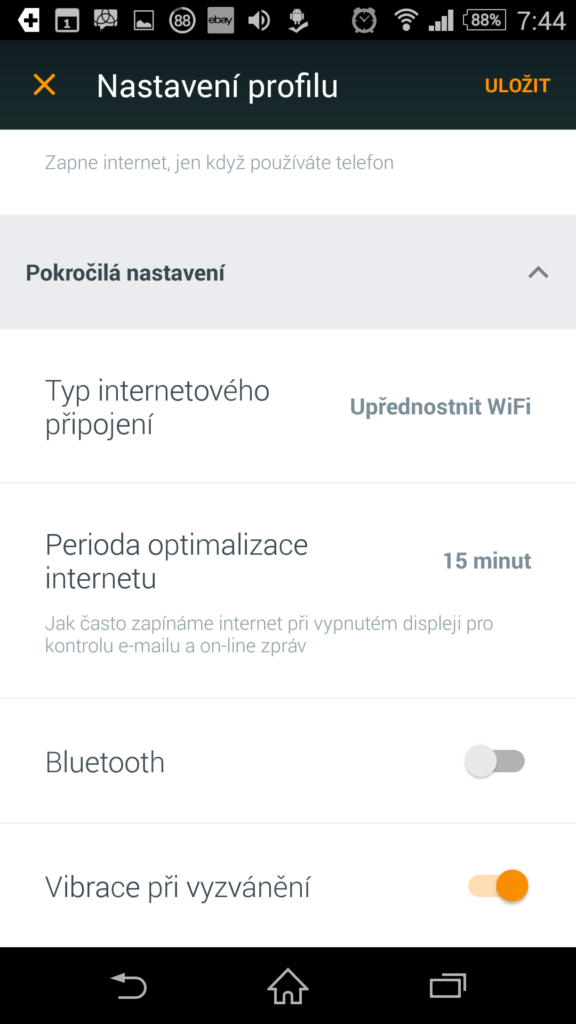 Možnosti profilu vázaného na místo