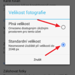 Nastavení velikosti zálohovaných fotek
