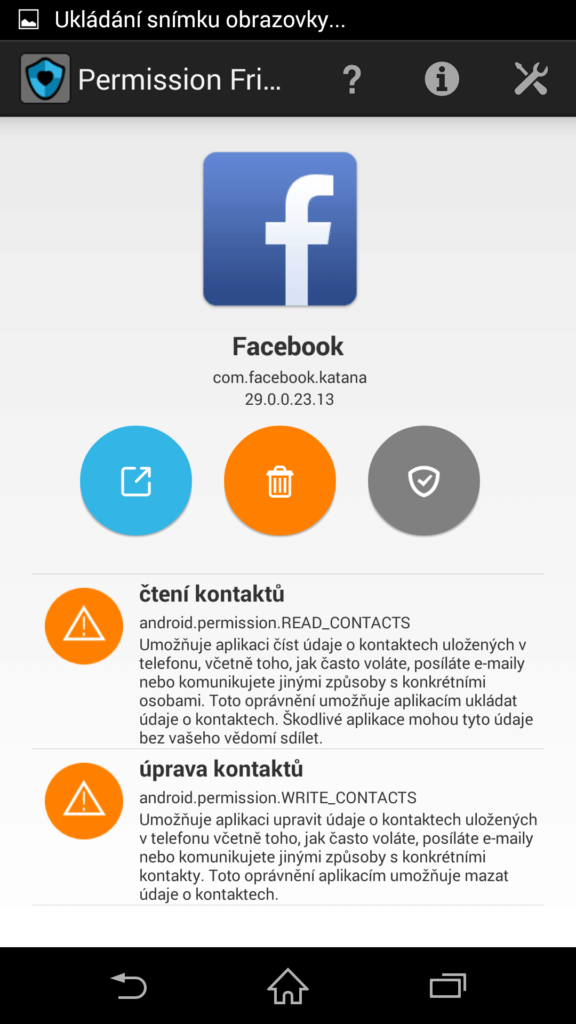 Detaily aplikace Facebook