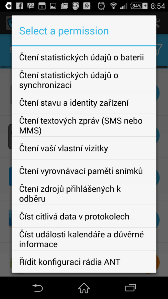 Filtrování dle oprávnění