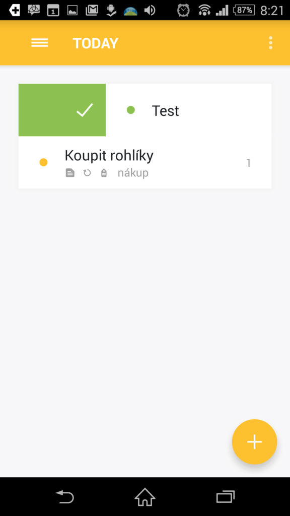 Splnění úkolu gestem