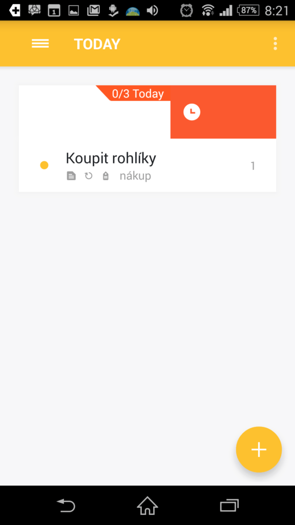 Odložení úkolu gestem