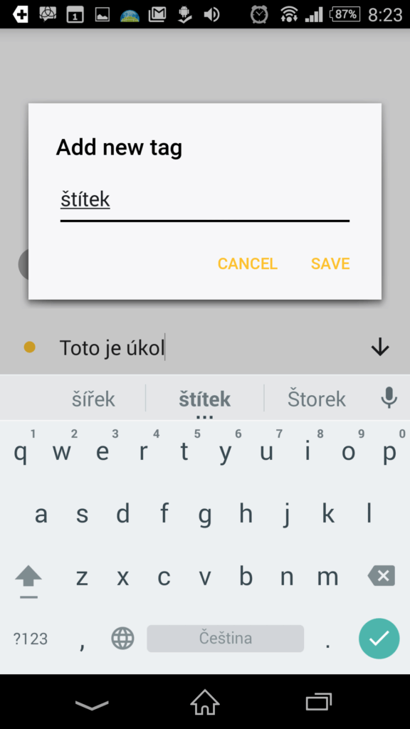 Vytvoření štítku