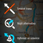 Možnosti trasy během navigace