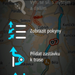 Možnosti trasy během navigace