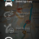 Možnosti trasy během navigace