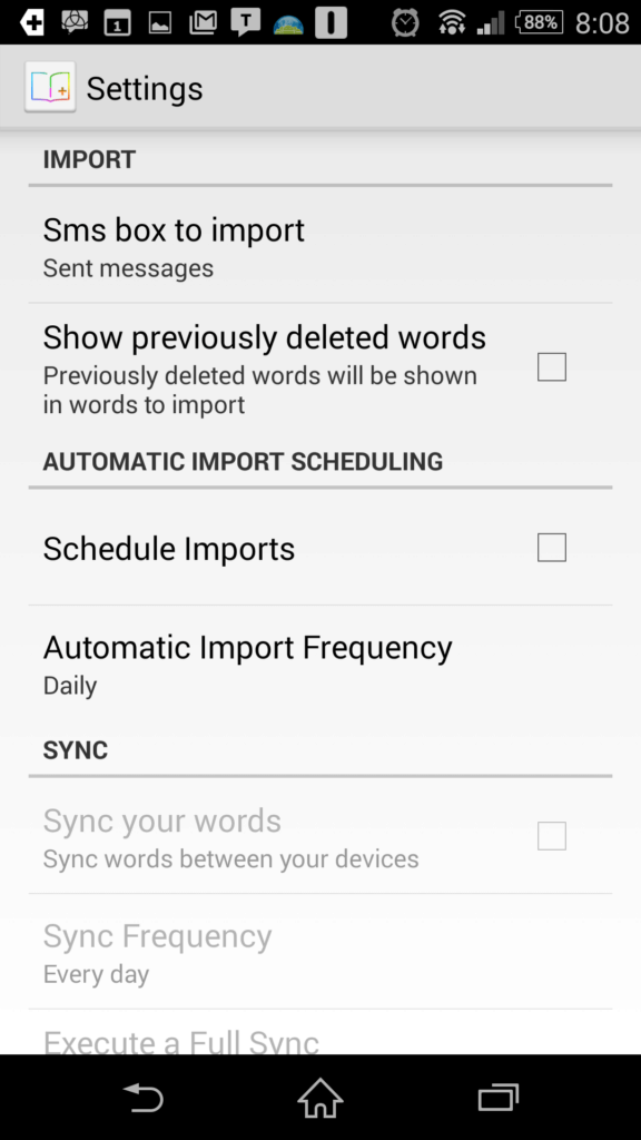 Možnosti importu ze SMS