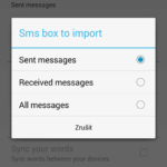Možnosti importu ze SMS