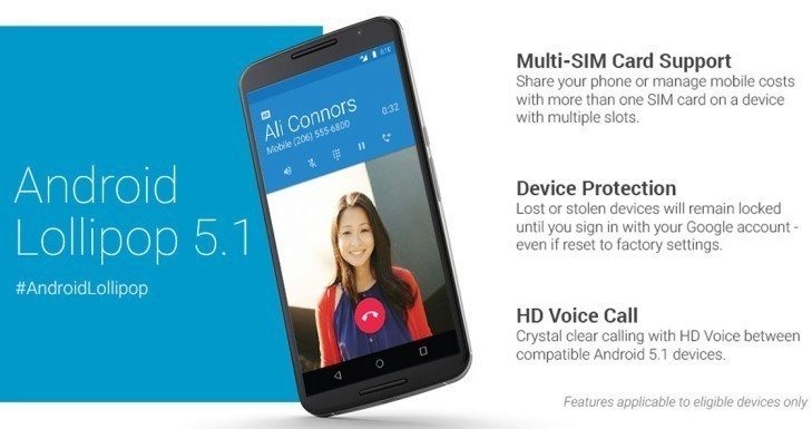 Android 5.1 přinesl například ochranu zařízení proti krádeži, podporu pro více SIM karet či podporu technologie HD Voice