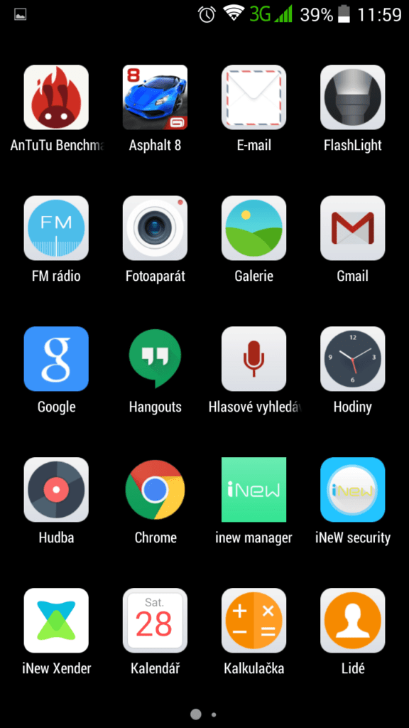 iNew v3 plus uživatelské rozhraní menu