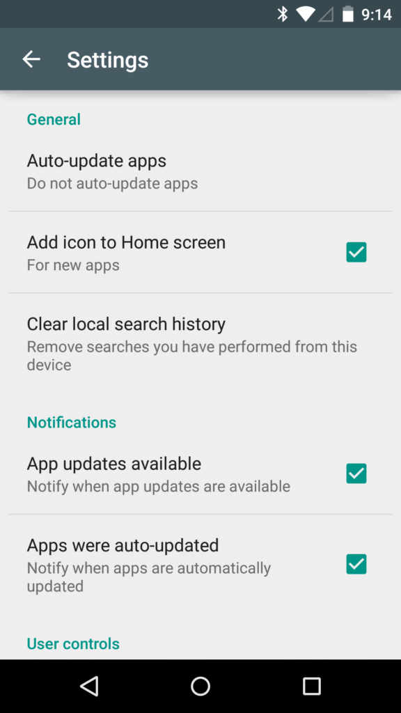 Obchod Play verze 5.3.5 - nastavení oznámení