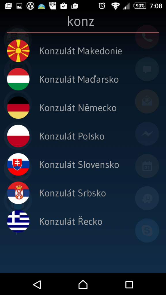Výběr kontaktu