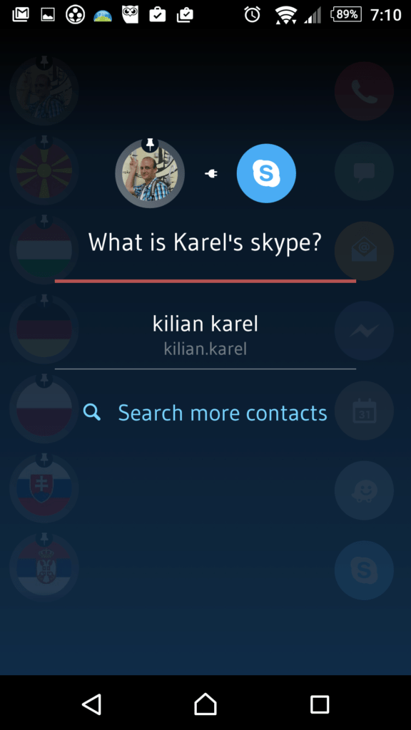 Vyhledání kontaktu v dané službě