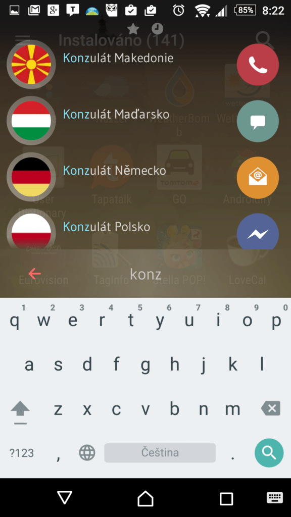 Vyhledávání klávesnicí