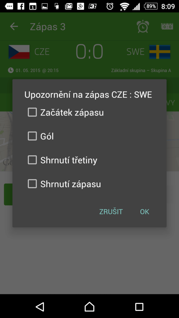 Nastavení upozornění