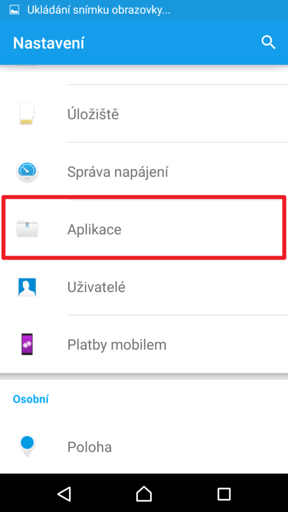 Systémové nastavení - sekce Aplikace