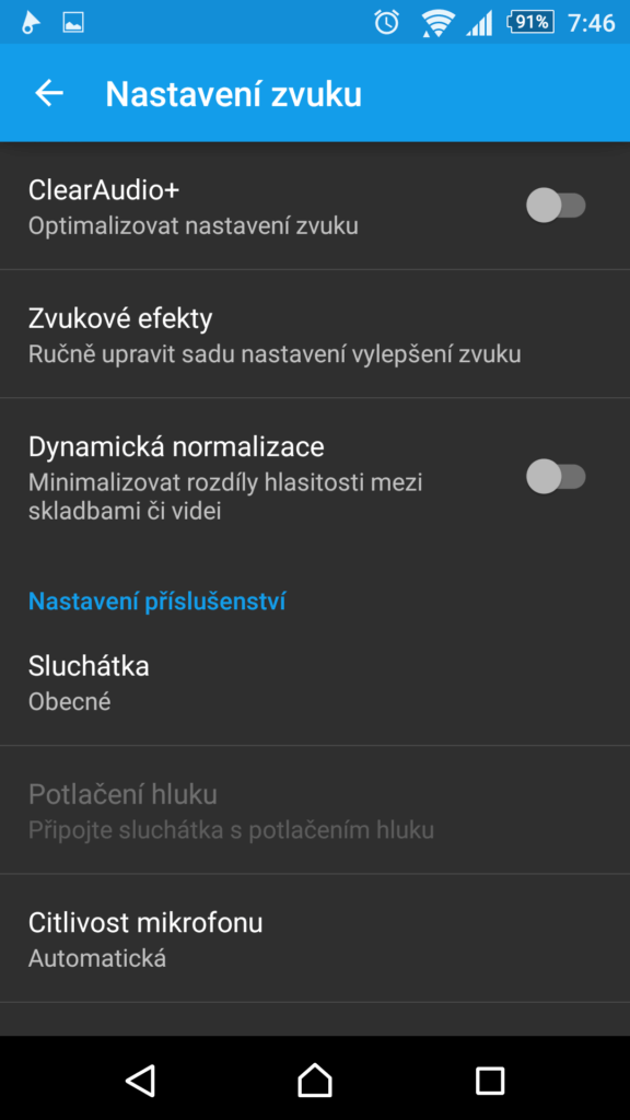 Nastavení zvuku